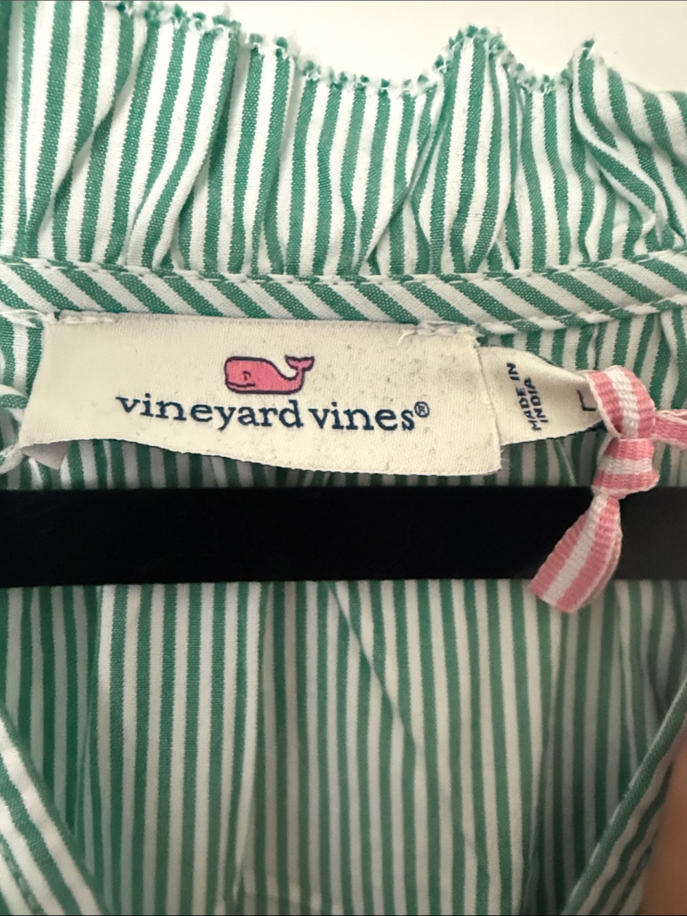 NWT Vineyard Vines Striped Ruffle Neck Dress Size Large - Picture 3 of 10